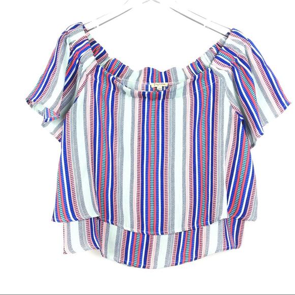 Lily White Off Shoulder Boho Top Sz L - Picture 1 of 7